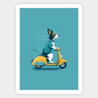 dog riding a scooter Sticker